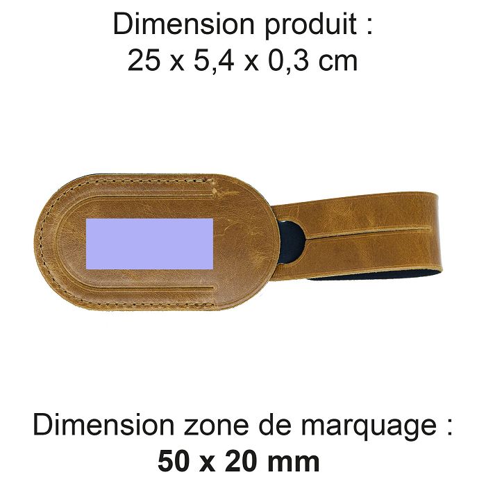  ETIQUETTE BAGAGE  EN CUIR VERITABLE MARRON CLAIR