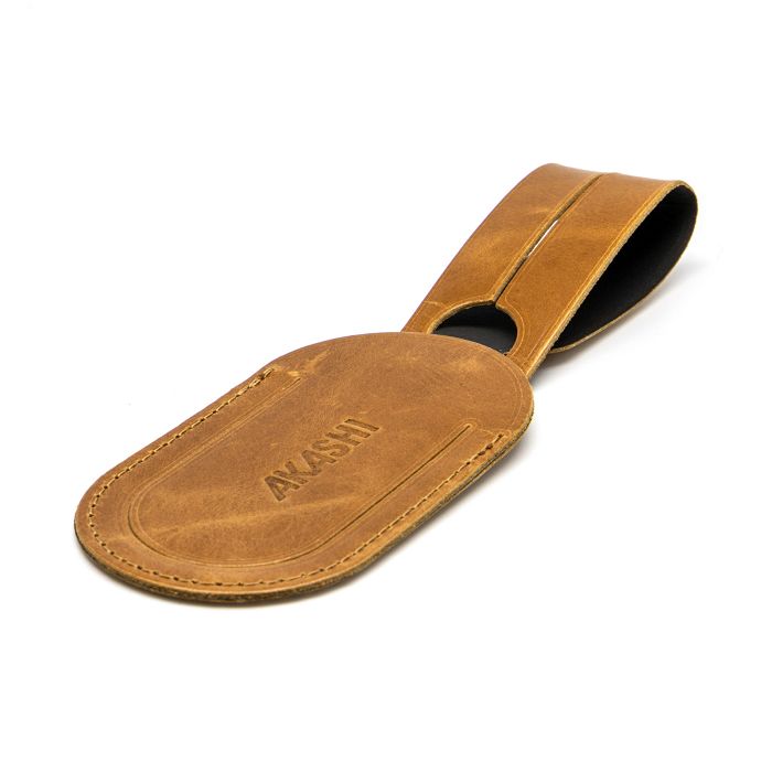  ETIQUETTE BAGAGE  EN CUIR VERITABLE MARRON CLAIR