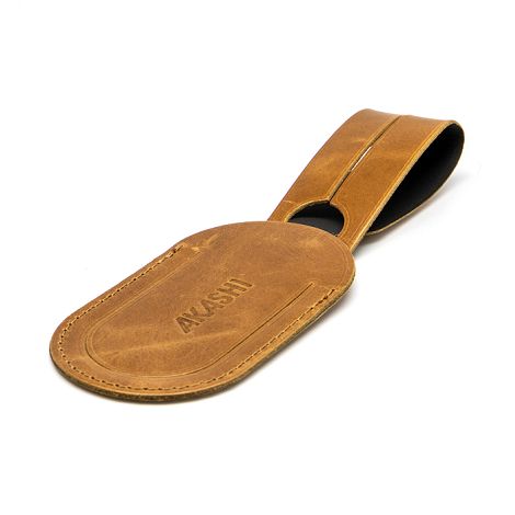  ETIQUETTE BAGAGE  EN CUIR VERITABLE MARRON CLAIR