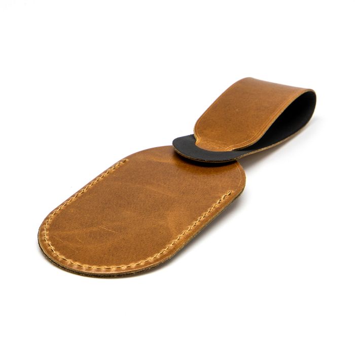  ETIQUETTE BAGAGE  EN CUIR VERITABLE MARRON CLAIR