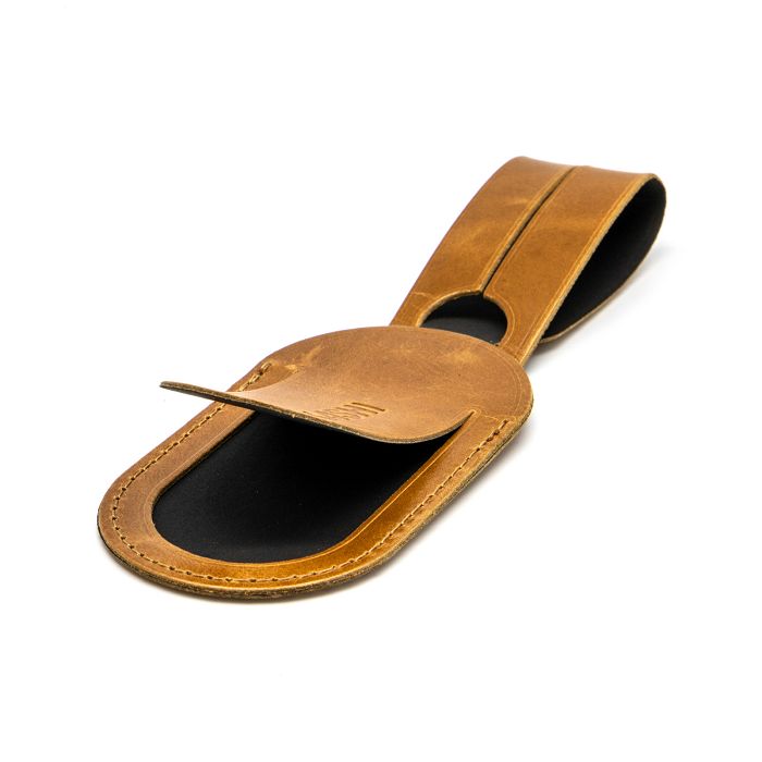  ETIQUETTE BAGAGE  EN CUIR VERITABLE MARRON CLAIR