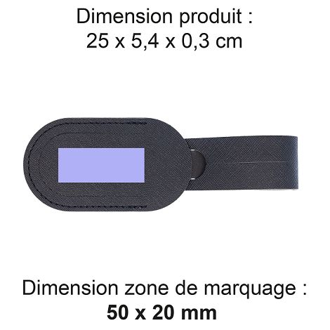  ETIQUETTE BAGAGE EN SIMILI-CUIR NOIR GRAINE