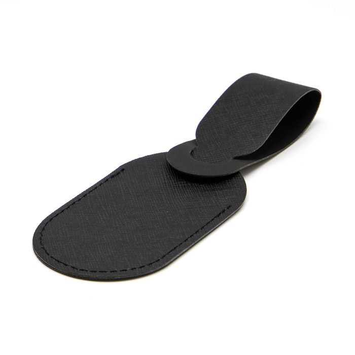  ETIQUETTE BAGAGE EN SIMILI-CUIR NOIR GRAINE