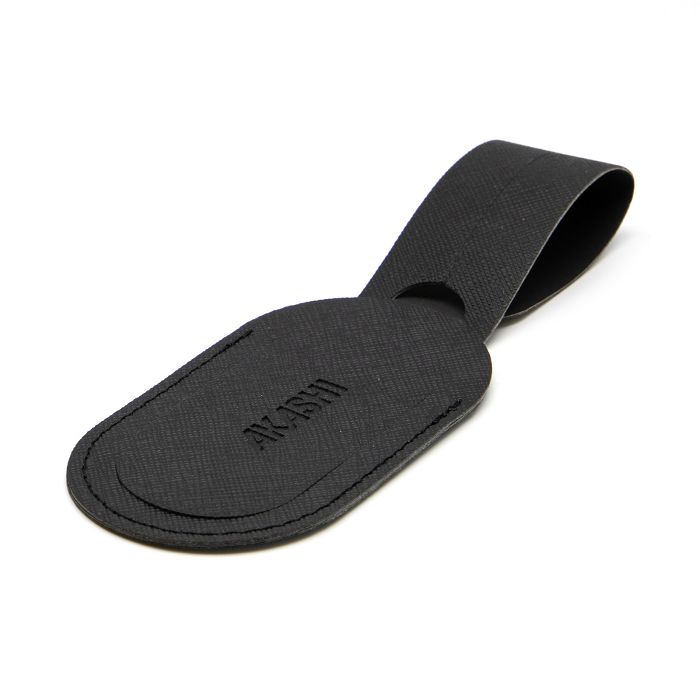  ETIQUETTE BAGAGE EN SIMILI-CUIR NOIR GRAINE