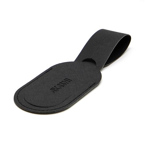  ETIQUETTE BAGAGE EN SIMILI-CUIR NOIR GRAINE