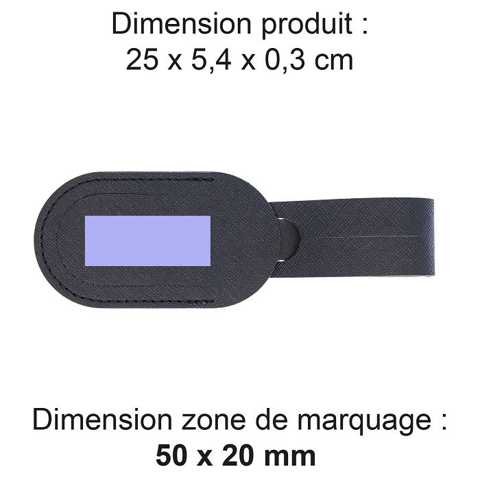  ETIQUETTE BAGAGE EN SIMILI-CUIR LISSE NOIR
