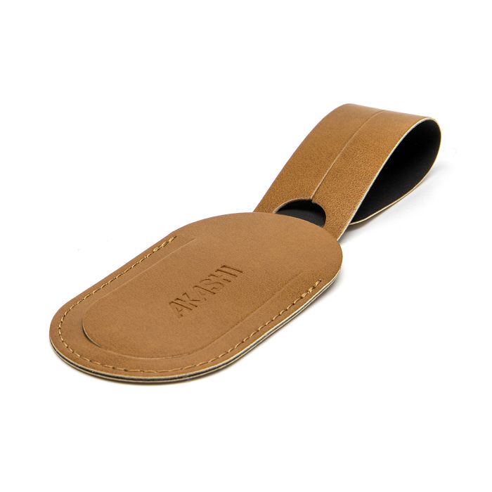  ETIQUETTE BAGAGE EN SIMILI-CUIR LISSE MARRON