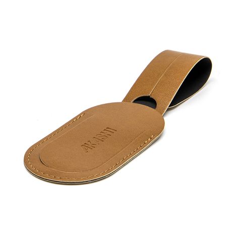  ETIQUETTE BAGAGE EN SIMILI-CUIR LISSE MARRON