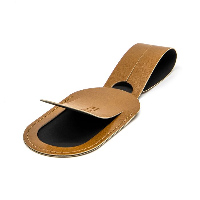  ETIQUETTE BAGAGE EN SIMILI-CUIR LISSE MARRON