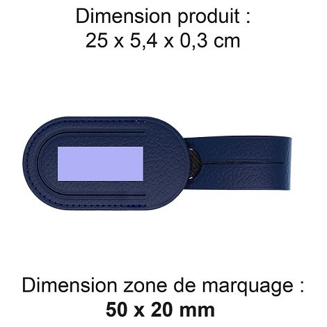  ETIQUETTE BAGAGE  CUIR RECYCLÉ BLEU MARINE