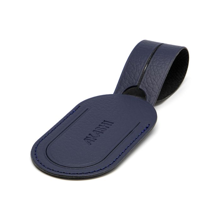  ETIQUETTE BAGAGE  CUIR RECYCLÉ BLEU MARINE