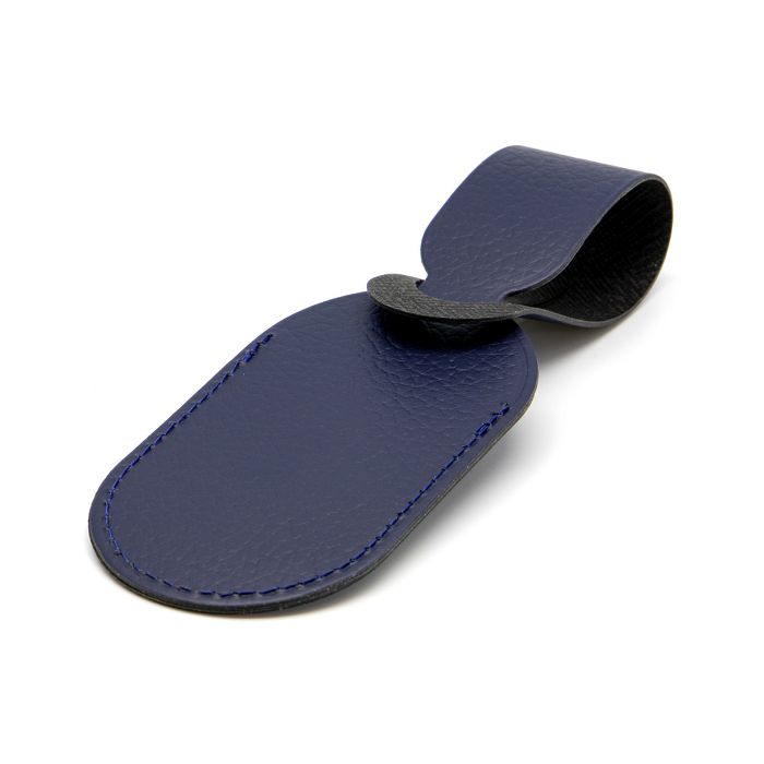  ETIQUETTE BAGAGE  CUIR RECYCLÉ BLEU MARINE