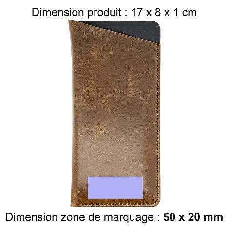  ETUI LUNETTES EN CUIR VERITABLE MARRON FONCE