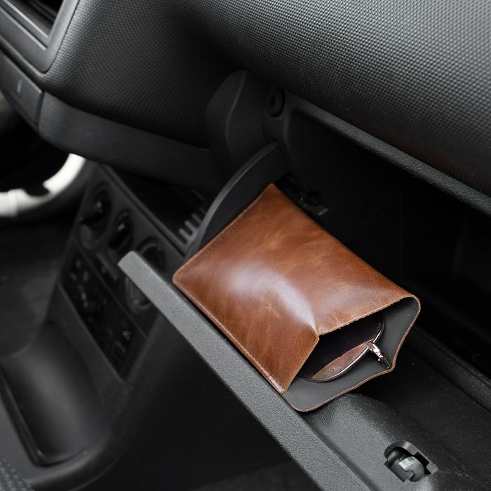  ETUI LUNETTES EN CUIR VERITABLE MARRON FONCE