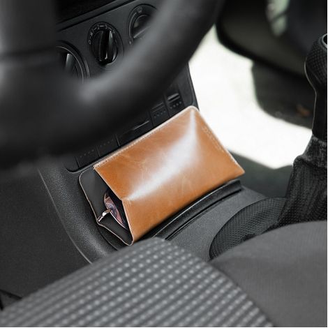  ETUI LUNETTES EN CUIR VERITABLE MARRON CLAIR