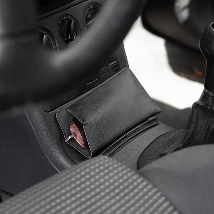  ETUI LUNETTES EN SIMILI-CUIR NOIR GRAINE- MADE IN EUROPE