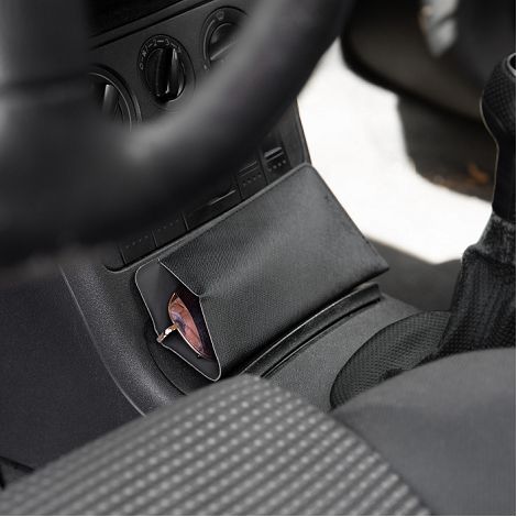  ETUI LUNETTES EN SIMILI-CUIR NOIR GRAINE- MADE IN EUROPE