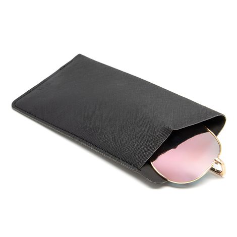  ETUI LUNETTES EN SIMILI-CUIR NOIR GRAINE- MADE IN EUROPE