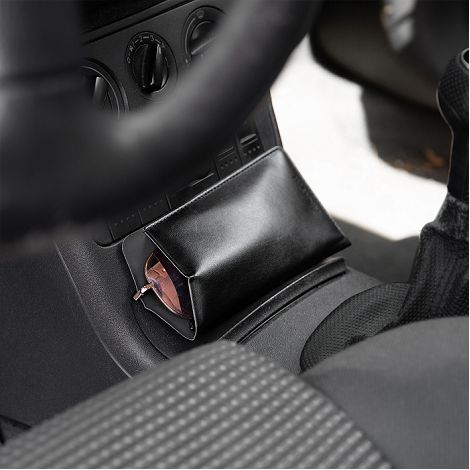  ETUI LUNETTES EN SIMILI-CUIR LISSE NOIR