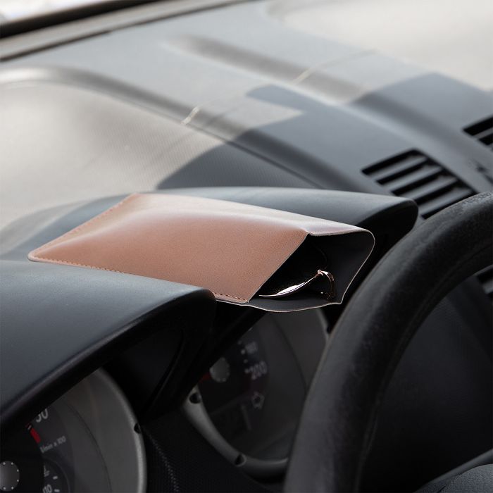  ETUI LUNETTES EN SIMILI-CUIR LISSE MARRON