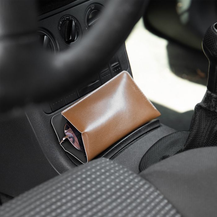  ETUI LUNETTES EN SIMILI-CUIR LISSE MARRON