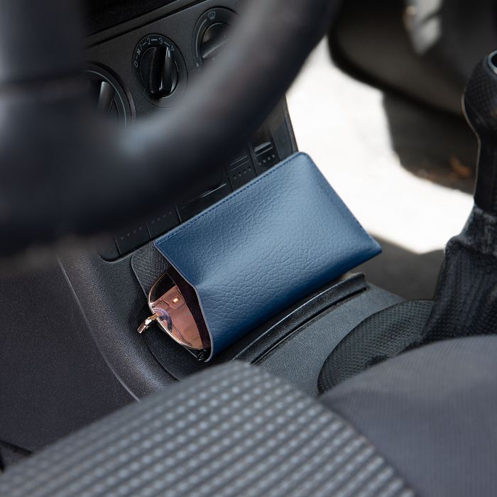  ETUI LUNETTES CUIR RECYCLÉ BLEU MARINE