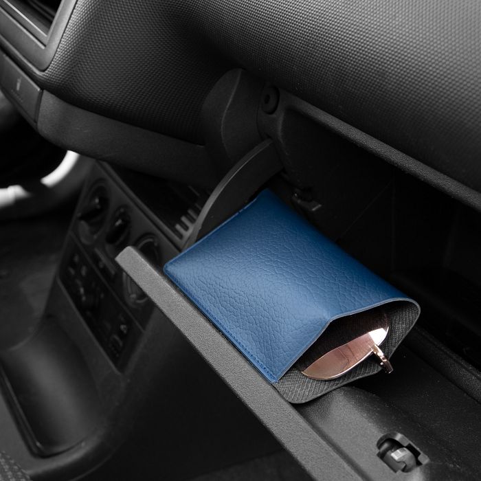  ETUI LUNETTES CUIR RECYCLÉ BLEU MARINE