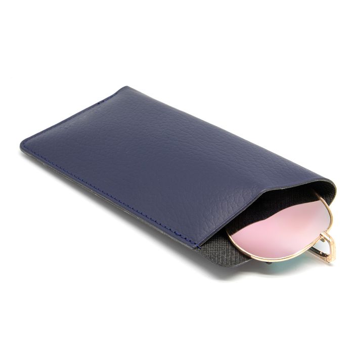  ETUI LUNETTES CUIR RECYCLÉ BLEU MARINE