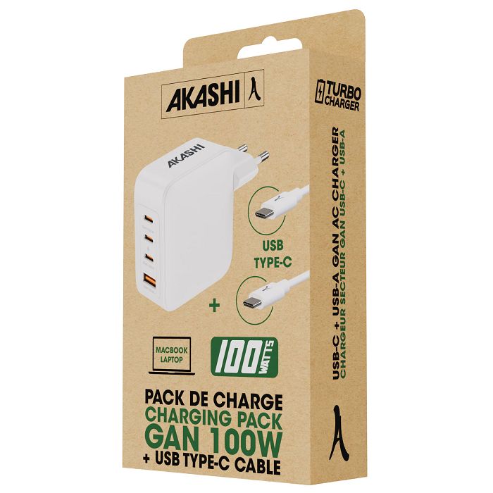  HIMAN - PACK CHARGEUR SECTEUR GAN 100W + CABLE TYPE-C 100W