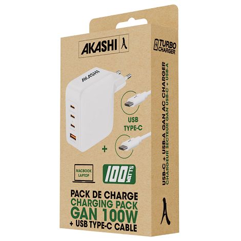  HIMAN - PACK CHARGEUR SECTEUR GAN 100W + CABLE TYPE-C 100W