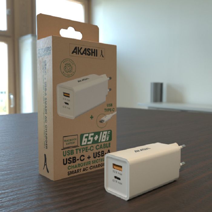  ATSUI - PACK CHARGEUR SECTEUR GAN ECO 65W + CABLE USB-C 65W