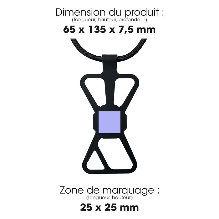  KUMO - LANIERE TOUR DE COU SMARTPHONE UNIVERSELLE NOIR