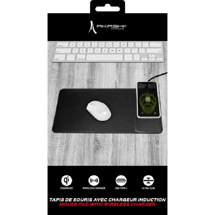  NEZUMI - TAPIS DE SOURIS AVEC CHARGEUR INDUCTION, NOIR