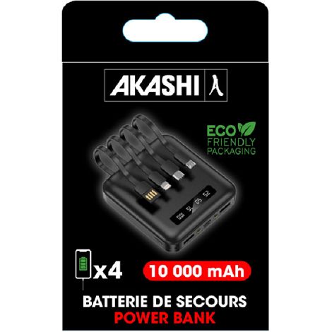  BATTERIE DE SECOURS AVEC 4 CABLES - 10 000 MAH NOIRE