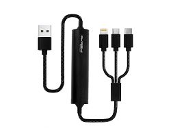 SAYO - CÂBLE USB 3 EN 1 AVEC FONCTION BATTERIE DE SECOURS 2600 mA