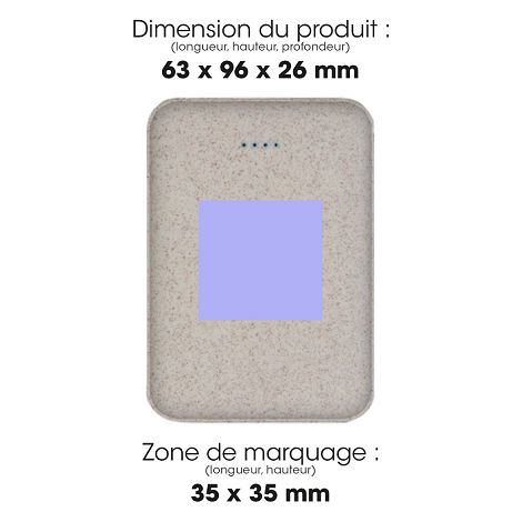  KOMUGI - BATTERIE DE SECOURS ECO - 10 000 MAH - EN PAILLE BLÉ REC