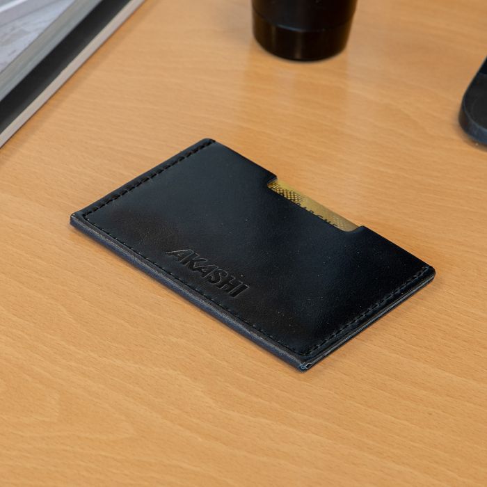  PORTE CARTE SIMPLE EN CUIR VERITABLE NOIR