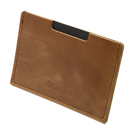  PORTE CARTE SIMPLE EN CUIR VERITABLE MARRON FONCE