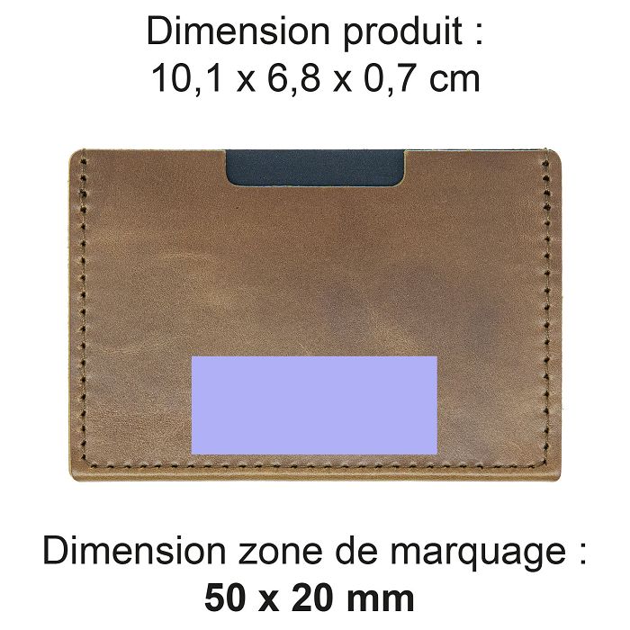  PORTE CARTE SIMPLE EN CUIR VERITABLE MARRON FONCE