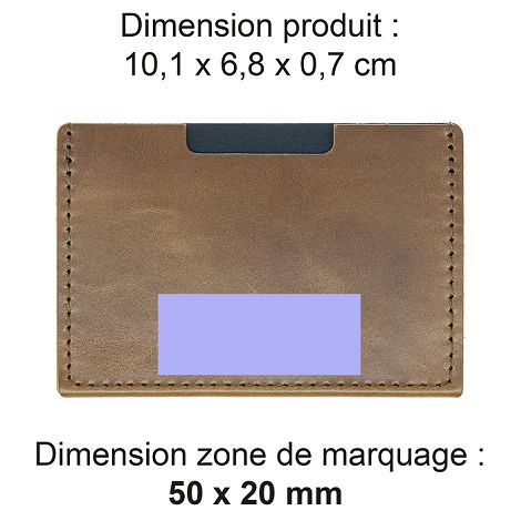  PORTE CARTE SIMPLE EN CUIR VERITABLE MARRON FONCE