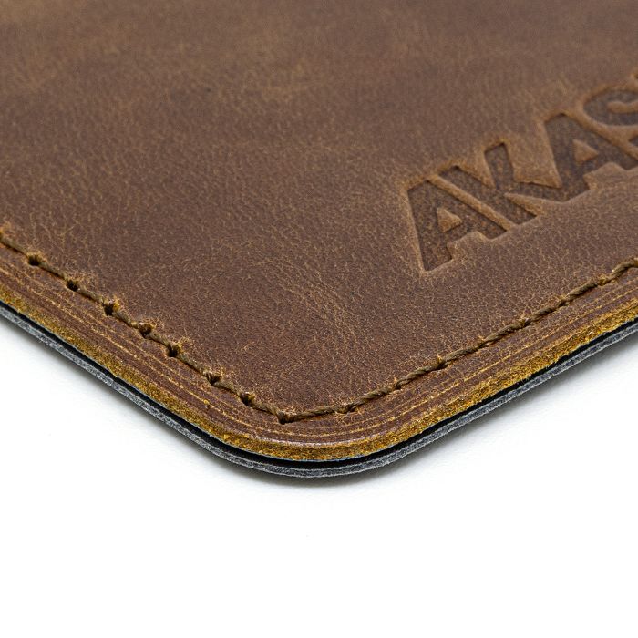  PORTE CARTE SIMPLE EN CUIR VERITABLE MARRON FONCE