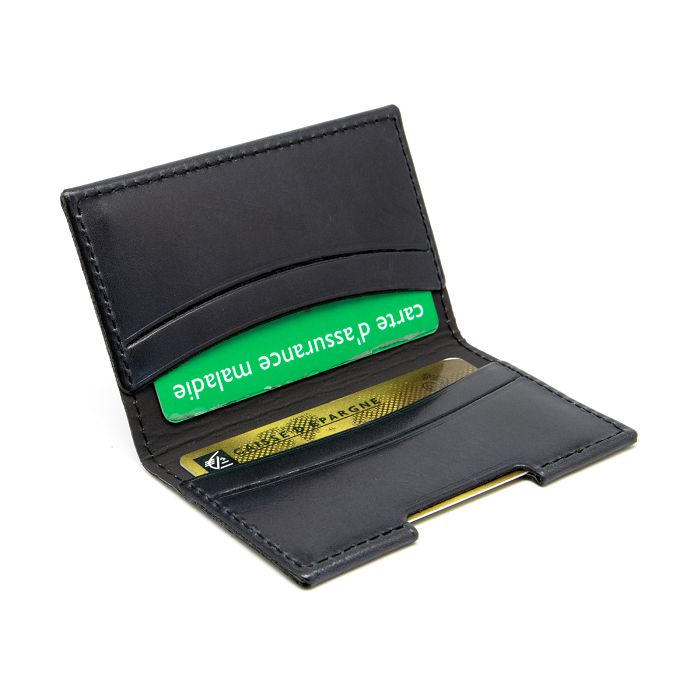  PORTE-CARTES FOLIO AVEC OU SANS ANTI-RFID  EN CUIR VERITABLE NOIR