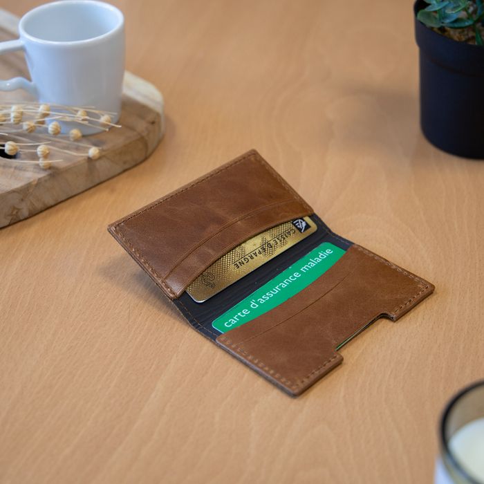  PORTE-CARTES FOLIO AVEC OU SANS ANTI-RFID  EN CUIR VERITABLE MARR
