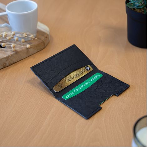  PORTE-CARTES FOLIO AVEC OU SANS ANTI-RFID EN SIMILI-CUIR NOIR GRA