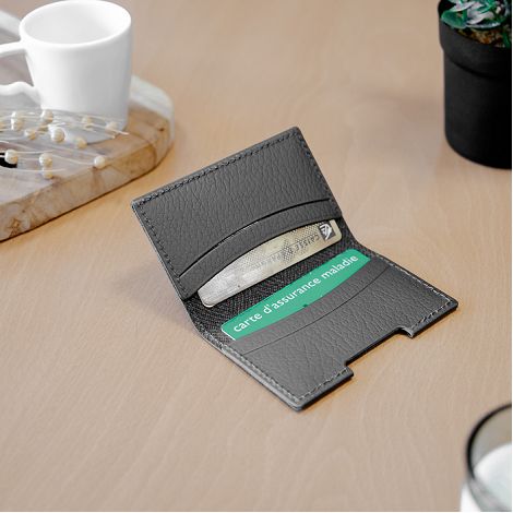  PORTE-CARTES FOLIO AVEC OU SANS ANTI-RFID  CUIR RECYCLÉ GRIS
