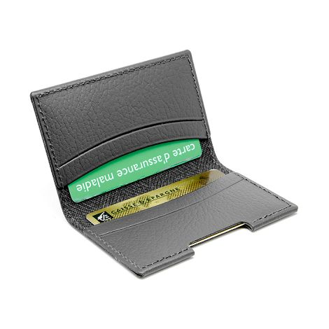  PORTE-CARTES FOLIO AVEC OU SANS ANTI-RFID  CUIR RECYCLÉ GRIS