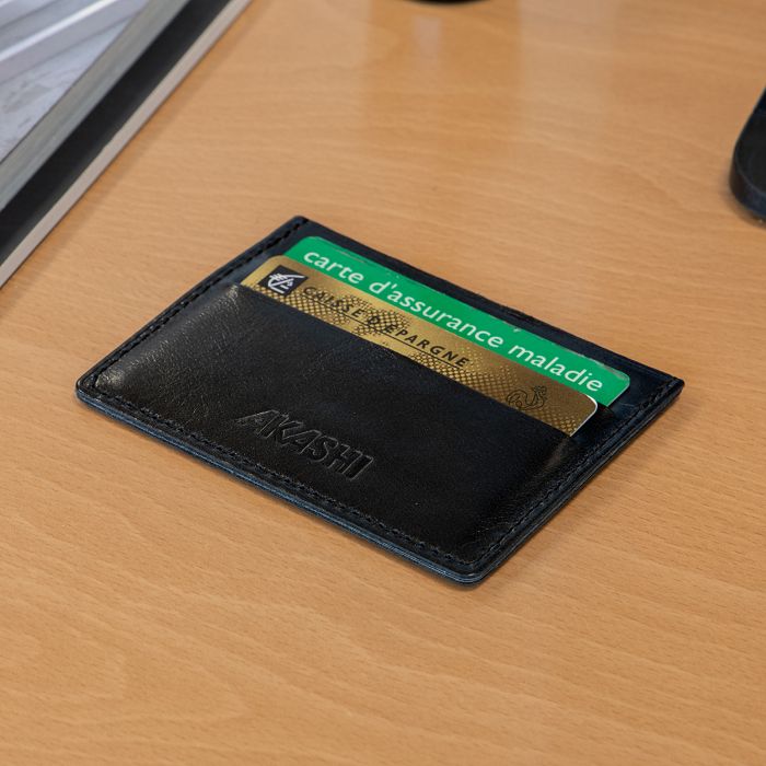  PORTE-CARTES HORIZONTAL AVEC OU SANS ANTI-RFID  EN CUIR VERITABLE