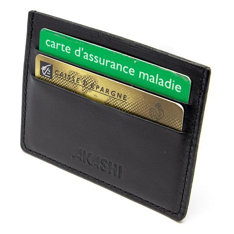  PORTE-CARTES HORIZONTAL AVEC OU SANS ANTI-RFID  EN CUIR VERITABLE