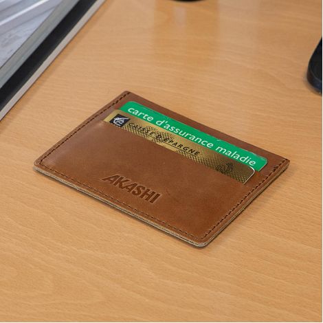  PORTE-CARTES HORIZONTAL AVEC OU SANS ANTI-RFID  EN CUIR VERITABLE
