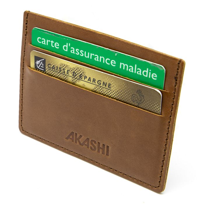  PORTE-CARTES HORIZONTAL AVEC OU SANS ANTI-RFID  EN CUIR VERITABLE